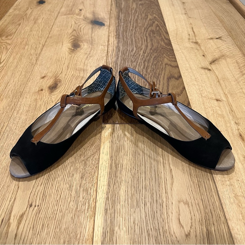 Anthropologie Max Benson T-strap peep toe flats